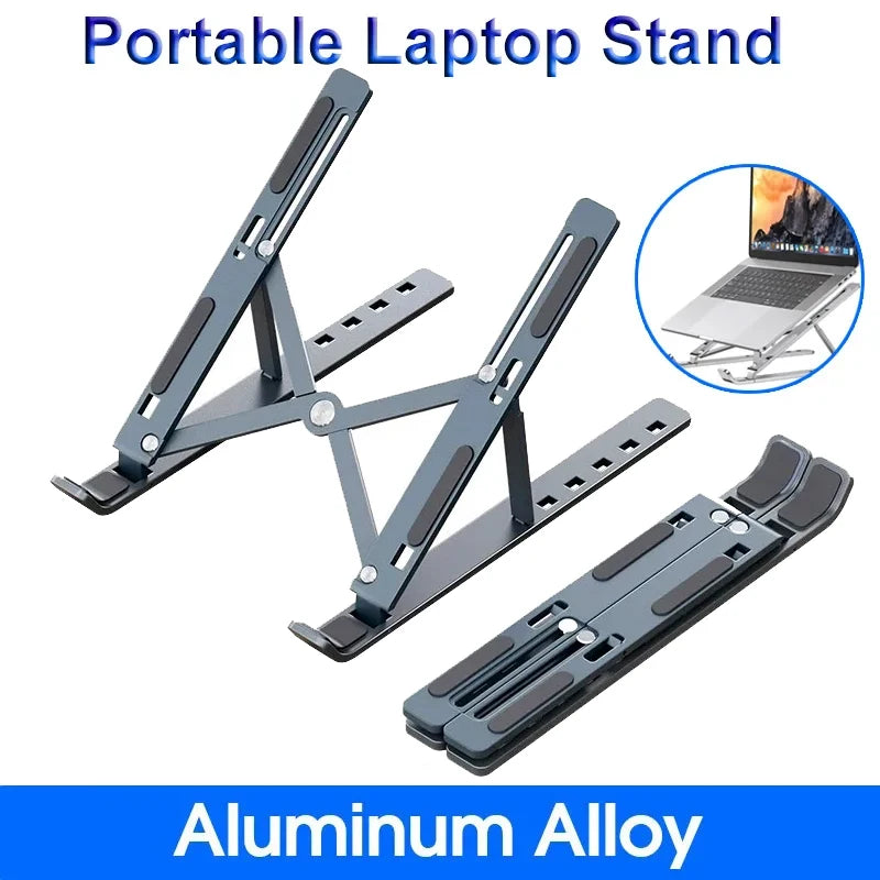 Support pliable pour ordinateur portable, réglable et portable.