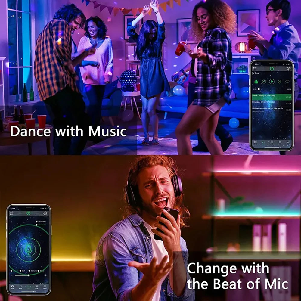 Bande LED 40 m / 131 pi avec contrôle par application, changement de couleur RGB, ruban lumineux flexible pour la décoration de chambre, rétroéclairage TV, diode