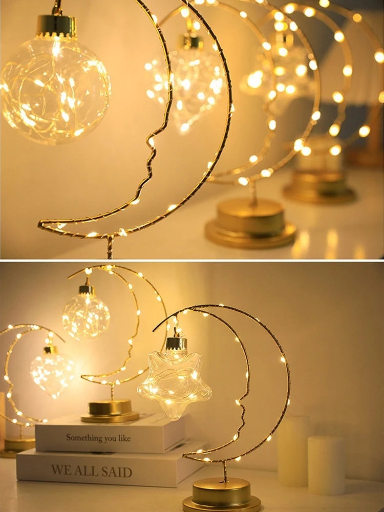 Veilleuse LED romantique Lune étoilée